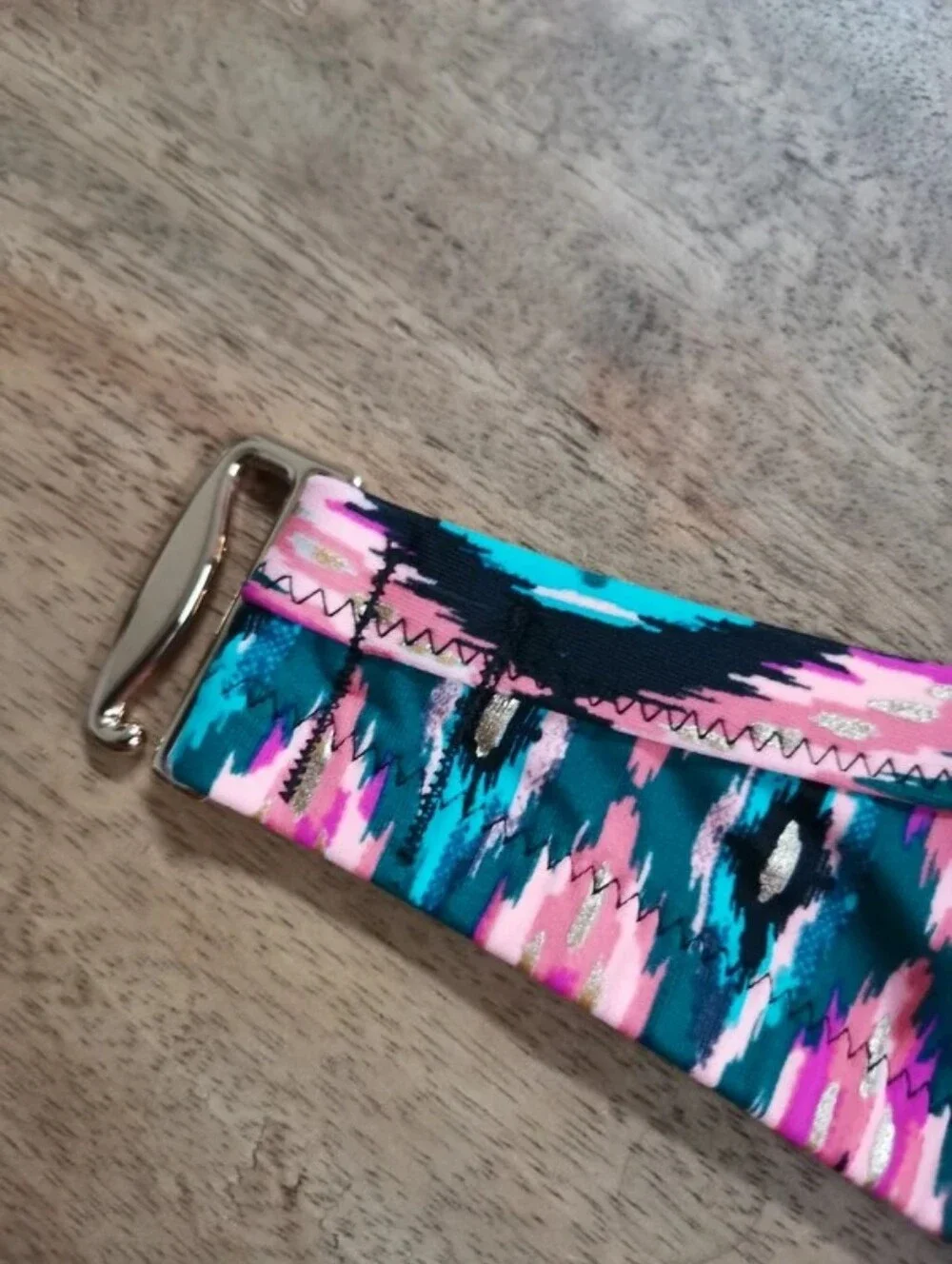 Shade & Shore Teal and Pink Ikat Ruffle Bikini Set